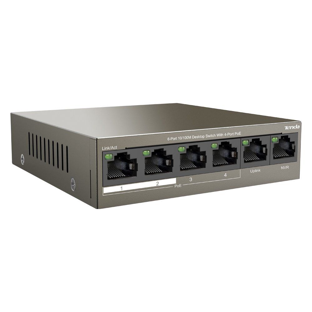  TENDA TEF1106P 2X UPLINK + 4 PORT POE ETHERNET SWITCH 63 WATT