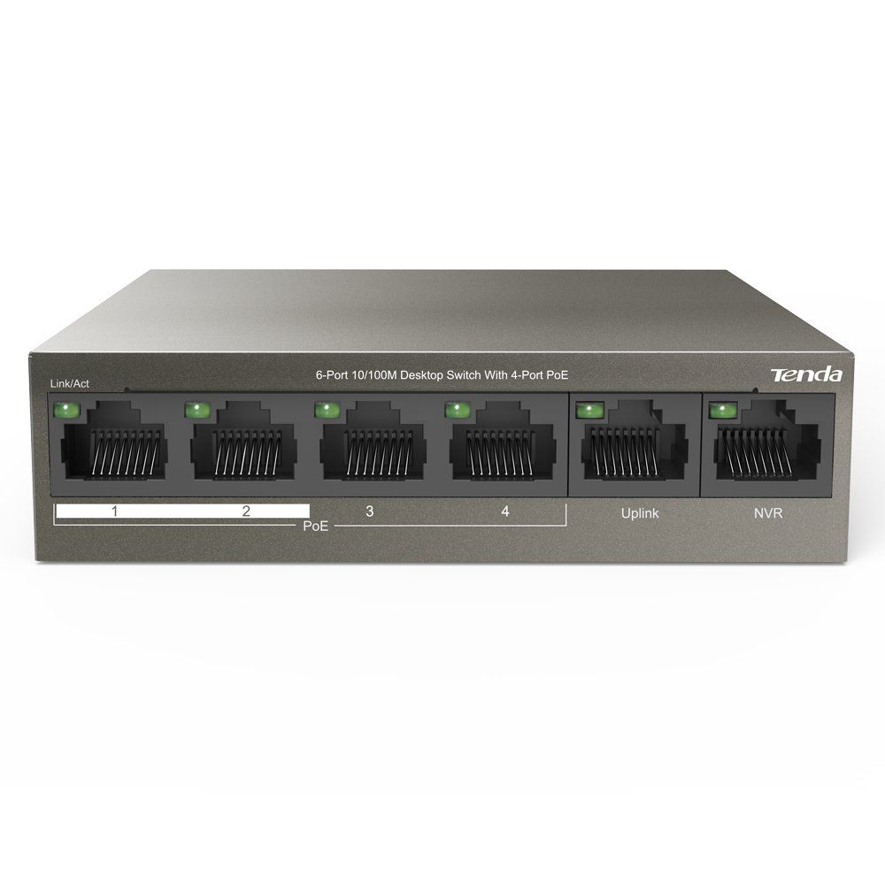  TENDA TEF1106P 2X UPLINK + 4 PORT POE ETHERNET SWITCH 63 WATT