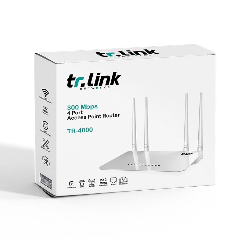  TR-LINK TR-4000 300 MBPS 4 PORT 4 ANTENLİ ACCESS POINT ROUTER