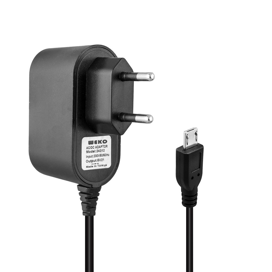 WEKO 5 VOLT - 1 AMPER MICRO USB UÇLU YERLİ ÜRETİM PRİZ TİPİ ADAPTÖR