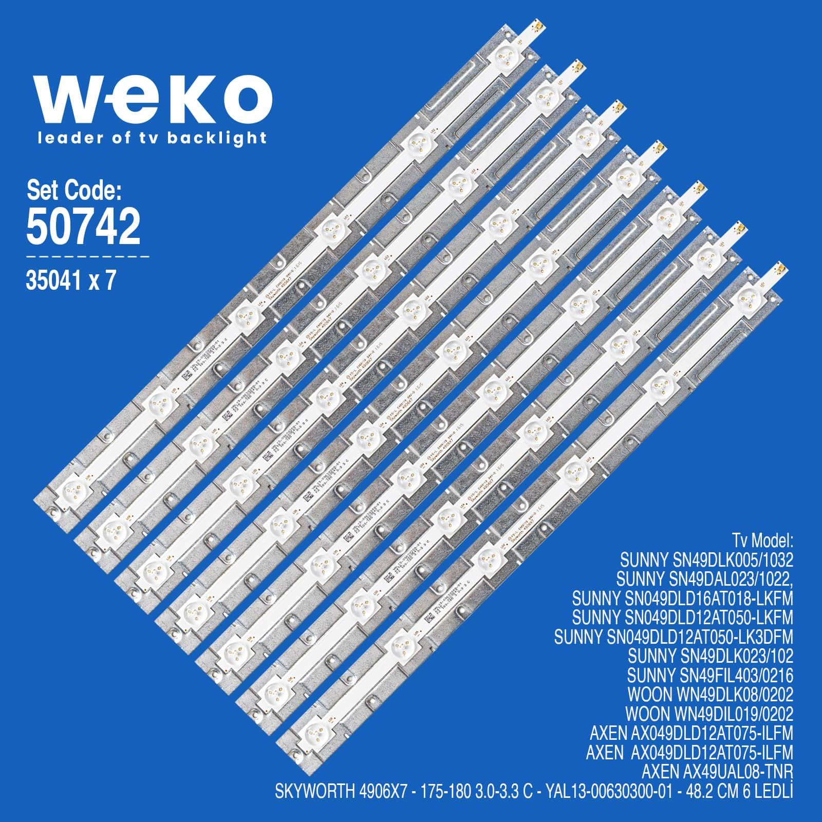 WKSET-5742 35041X7 SKYWORTH 4906X7 - 175-180 3.0-3.3 C - YAL13-00630300-01 7 ADET LED BAR