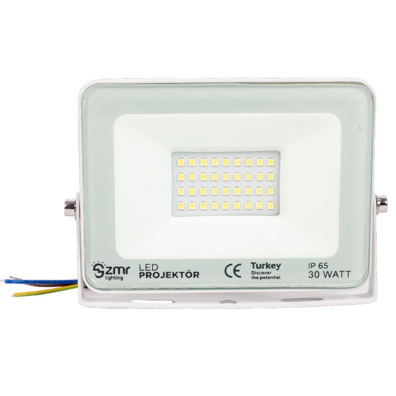  ZMR 30 WATT - 220 VOLT 6500K IP65 150* IŞIK AÇISI BEYAZ SLİM KASA LED PROJEKTÖR