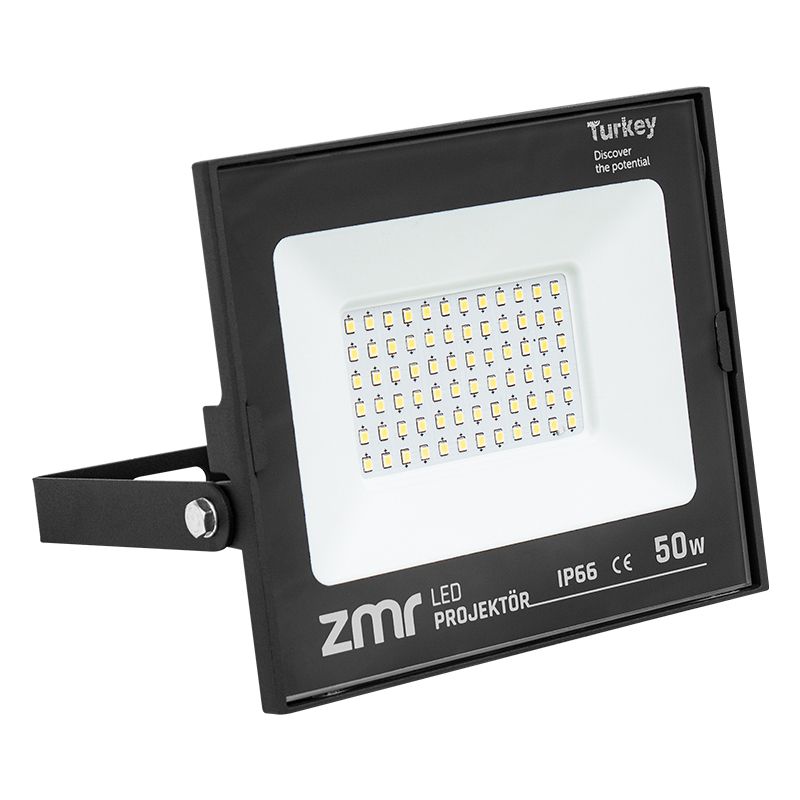  ZMR 50 WATT 6500K IP66 150* IŞIK AÇISI 220 VOLT SİYAH SLİM KASA LED PROJEKTÖR