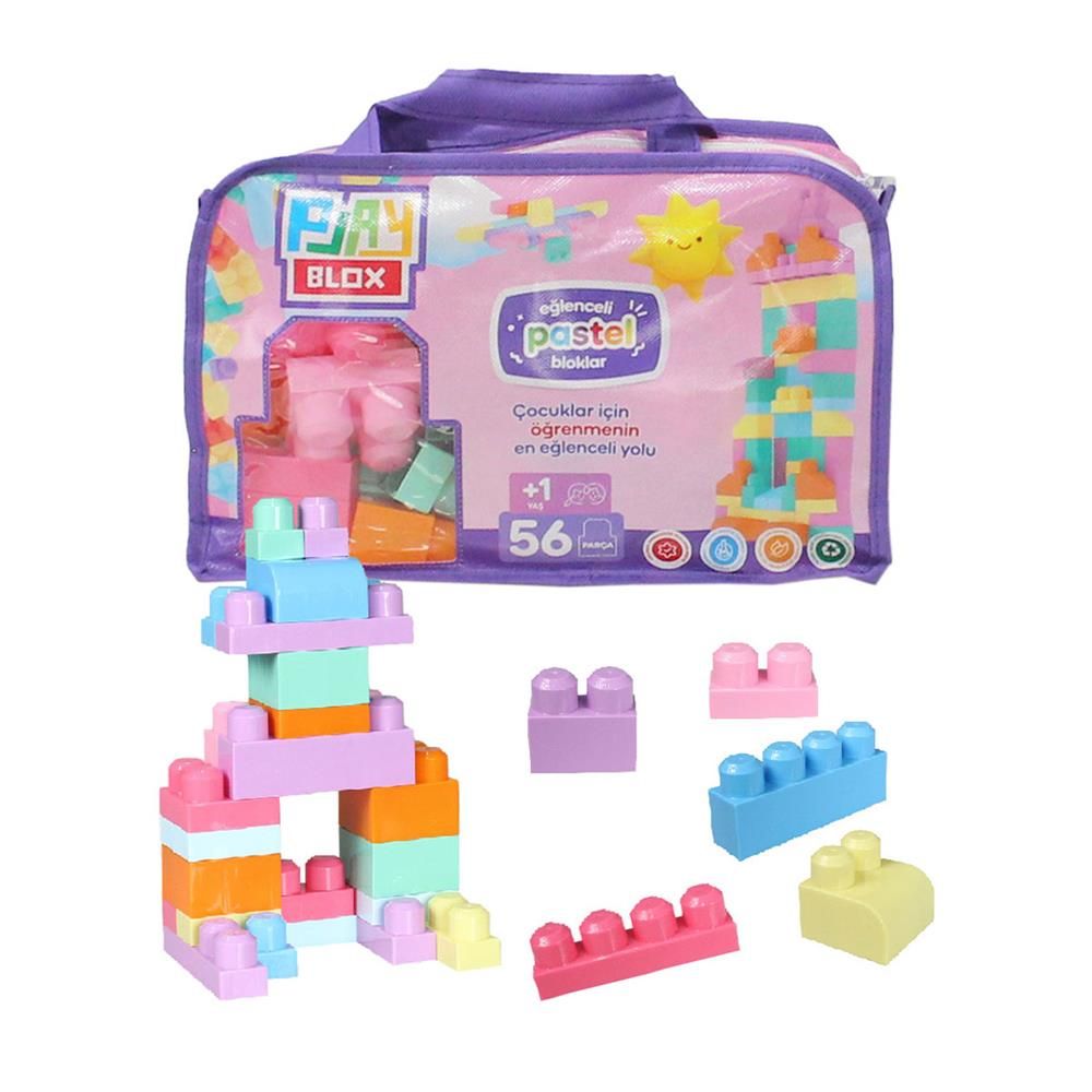  2915 Play Blox Pastel Blok Yapı Oyuncakları 56 Parça ,Saklama Çantalı ,1 Yaş ve Üzeri