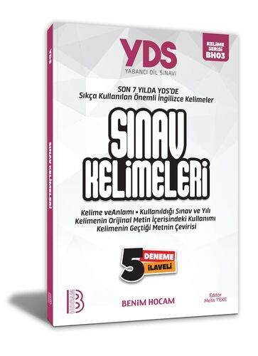 Benim Hocam Yayınları YDS Sınav Kelimeleri 5 Deneme İlaveli