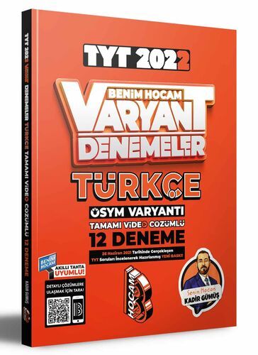 Benim Hocam Yayınları 2022 TYT Türkçe Tamamı Video Çözümlü 12 Deneme Sınavı