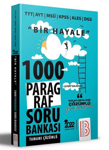 Benim Hocam Yayınları  Bir Hayale Serisi Tüm Sınavlar İçin Paragraf Tamamı Çözümlü Soru Bankası