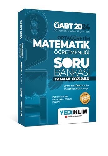 Yediiklim Yayınları 2024 ÖABT Ortaöğretim Matematik Öğretmenliği Tamamı Çözümlü Soru Bankası