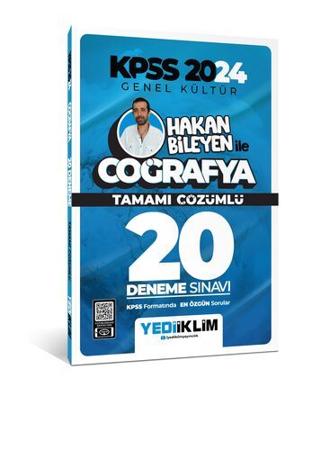 Yediiklim Yayınları 2024 KPSS Genel Kültür Hakan Bileyen ile Coğrafya Tamamı Çözümlü 20 Deneme