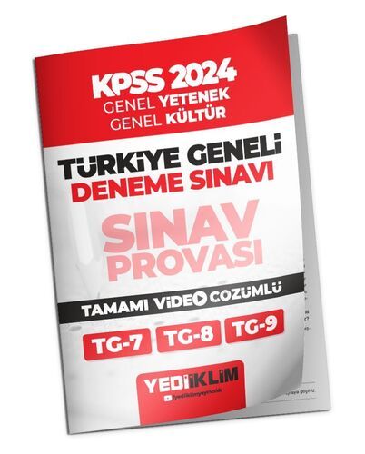 Yediiklim Yayınları 2024 KPSS Türkiye Geneli Lisans Gy-Gk ( 7-8-9 ) Deneme Sınavları Tamamı Video Çözümlü