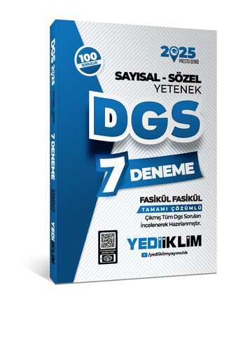 Yediiklim Yayınları 2025 DGS Sayısal-Sözel Yetenek Tamamı Çözümlü 7 Deneme