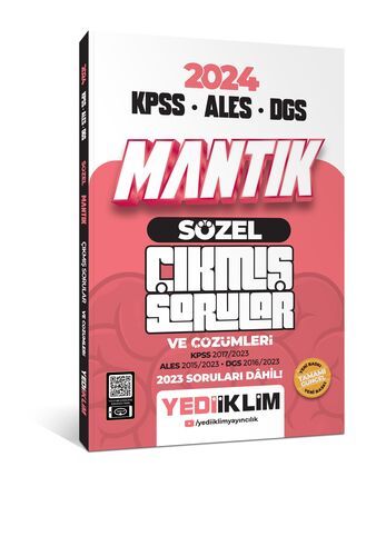 Yediiklim Yayınları 2024 KPSS ALES DGS Sözel Mantık Tamamı Çözümlü Çıkmış Sorular   