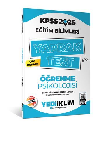 Yediiklim Yayınları 2025 KPSS Eğitim Bilimleri Öğrenme Psikolojisi Çek Kopart Yaprak Test