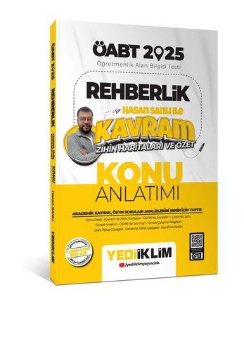 Yediiklim Yayınları 2025 ÖABT Rehberlik Hasan Sanlı ile Kavram Zihin Haritaları ve Özet Konu Anlatımı