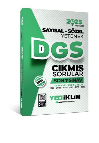 Yediiklim Yayınları 2025 DGS Sayısal Sözel Yetenek Tamamı Çözümlü Son 7 Sınav Çıkmış Sorular