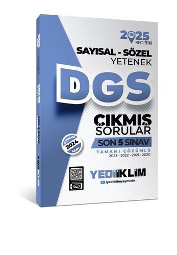 Yediiklim Yayınları 2025 DGS Sayısal-Sözel Yetenek Tamamı Çözümlü Son 5 Sınav Çıkmış Sorular