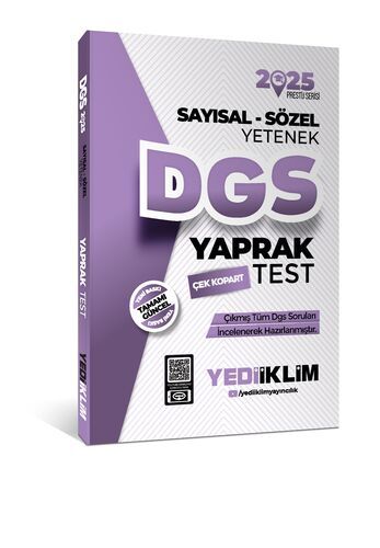 Yediiklim Yayınları 2025 DGS Sayısal-Sözel Yetenek Çek Kopart Yaprak Test 