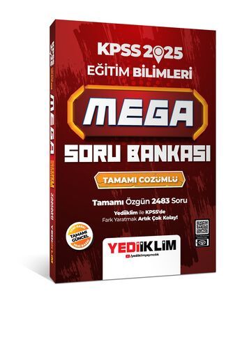 Yediiklim Yayınları 2025 KPSS Eğitim Bilimleri Mega Tamamı Çözümlü Soru Bankası