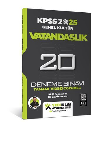 Yediiklim Yayınları 2025 KPSS Genel Kültür Atölye Serisi Vatandaşlık Tamamı Video Çözümlü 20 Deneme Sınavı