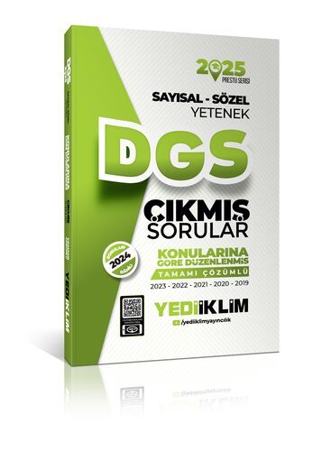 Yediiklim Yayınları 2025 DGS Sayısal-Sözel Yetenek Tamamı Çözümlü Konularına Göre Çıkmış Sorular