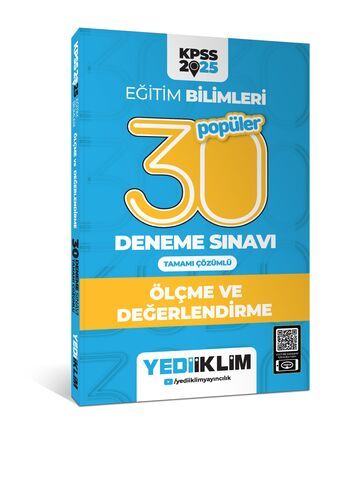 Yediiklim Yayınları 2025 KPSS Eğitim Bilimleri 30 Popüler Ölçme ve Değerlendirme Tamamı Çözümlü Deneme Sınavı 