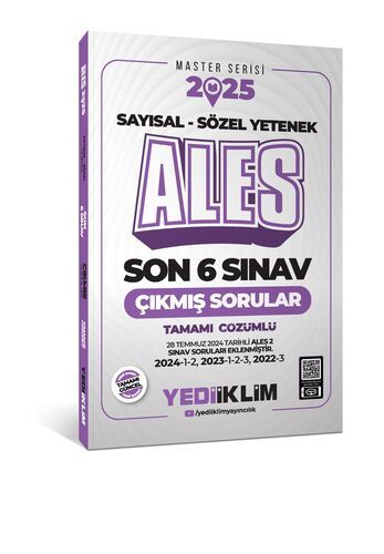 Yediiklim Yayınları 2025 ALES Sayısal Sözel Yetenek Tamamı Çözümlü Son 6 Sınav Çıkmış Sorular (28.07.2024 Tarihli ALES-2 EKLİ)