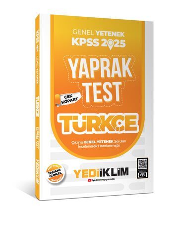 Yediiklim Yayınları 2025 KPSS Genel Yetenek Türkçe Çek Kopart Yaprak Test