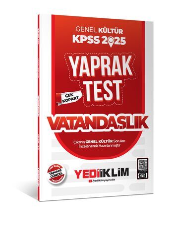 Yediiklim Yayınları 2025 KPSS Genel Kültür Vatandaşlık Çek Kopart Yaprak Test