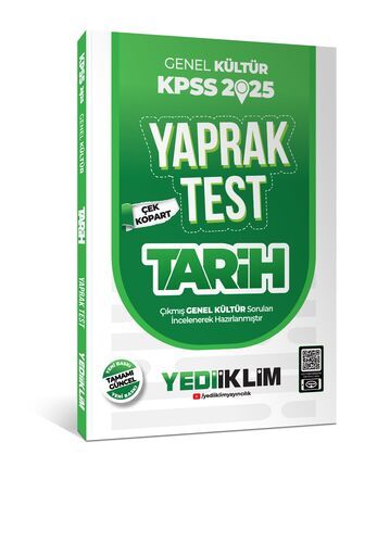 Yediiklim Yayınları 2025 KPSS Genel Kültür Tarih Çek Kopart Yaprak Test