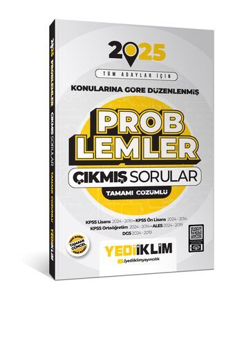 Yediiklim Yayınları 2025 Tüm Adaylar İçin Problemler Konularına Göre Düzenlenmiş Tamamı Çözümlü Çıkmış Sorular