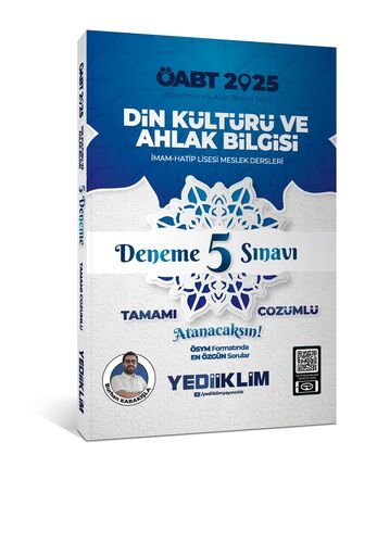 Yediiklim Yayınları 2025 ÖABT Din Kültürü ve Ahlak Bilgisi Tamamı Çözümlü Deneme 5 Sınavı