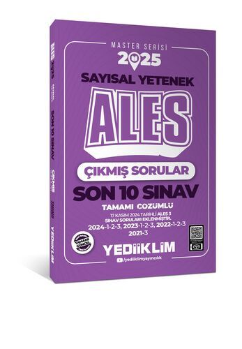 Yediiklim Yayınları 2025 ALES Master Serisi Sayısal Yetenek Tamamı Çözümlü Son 10 Sınav Çıkmış Sorular