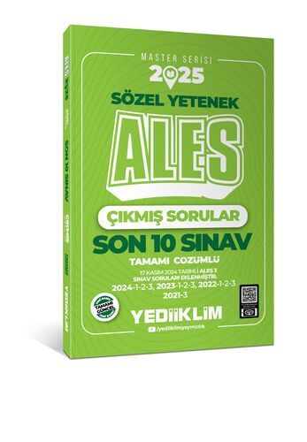 Yediiklim Yayınları 2025 ALES Master Serisi Sözel Yetenek Tamamı Çözümlü Son 10 Sınav Çıkmış Sorular