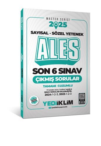 Yediiklim Yayınları 2025 ALES Master Serisi Sayısal - Sözel Yetenek Tamamı Çözümlü Son 6 Sınav Çıkmış Sorular (ALES 3 DAHİL)