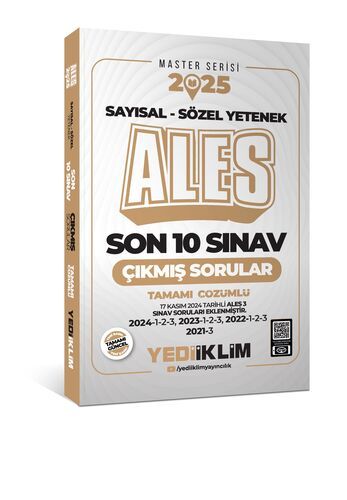 Yediiklim Yayınları 2025 ALES Master Serisi Sayısal - Sözel Yetenek Tamamı Çözümlü Son 10 Sınav Çıkmış Sorular (ALES 3 DAHİL)