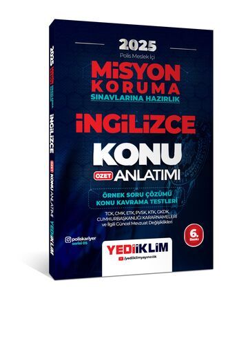 Yediiklim Yayınları 2025 PAEM Misyon Koruma Sınavlarına Hazırlık İngilizce Özet Konu Anlatımı (Örnek Soru Çözümü - Konu Kavrama