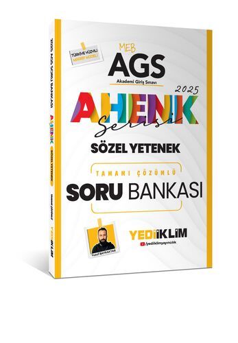 Yediiklim Yayınları 2025 MEB AGS Ahenk Serisi Sözel Yetenek Tamamı Çözümlü Soru Bankası