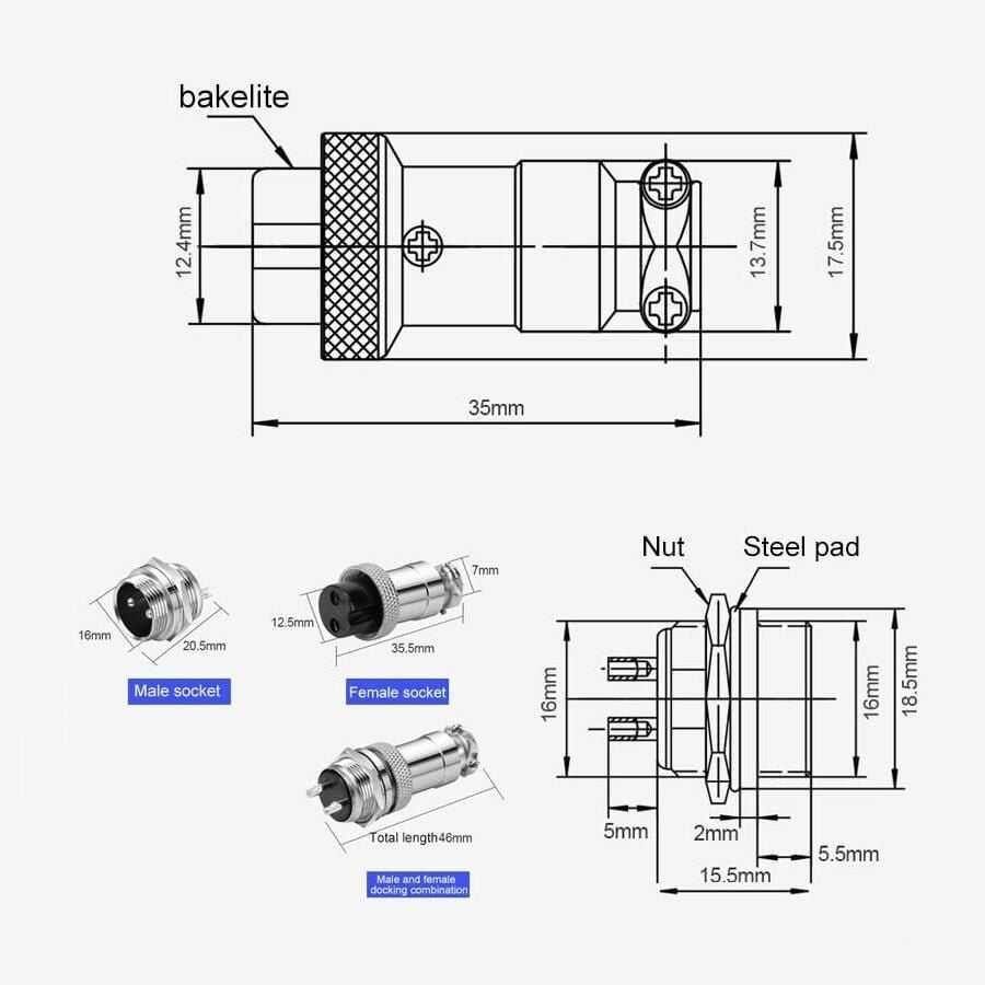 4 Pin Mayk Fiş Şase Monte Erkek #2