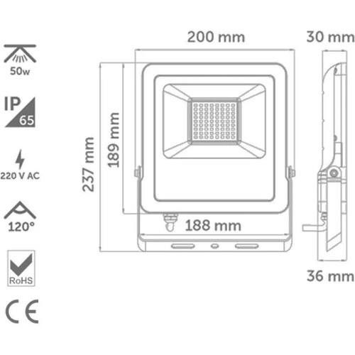 50W IP65 Led Projektör Mavi #2