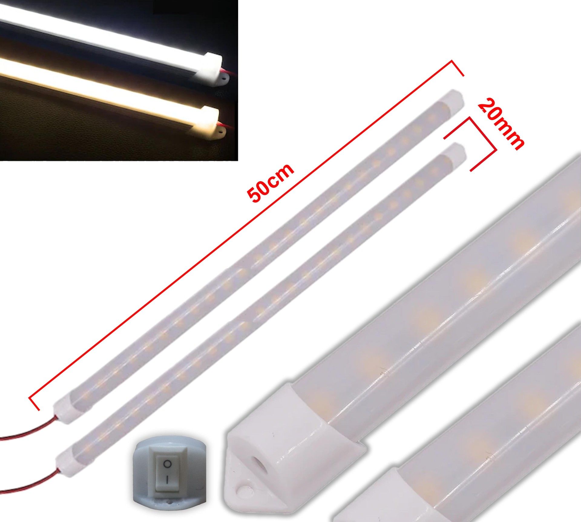 Anahtarlı Kasalı 50cm Şerit Led Beyaz