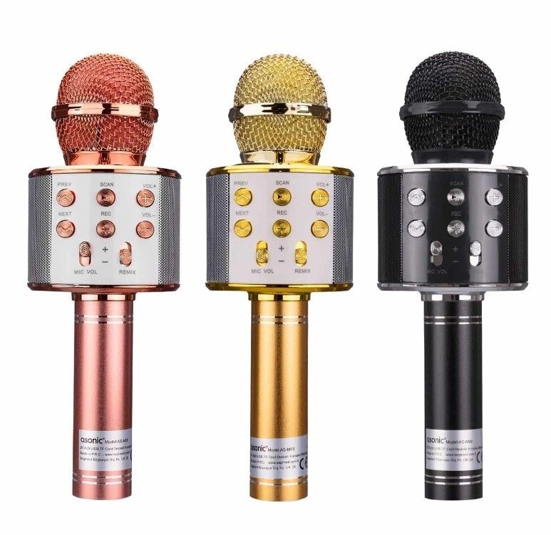 Asonic AS-M09 Siyah/Gold/Pembe Karaoke Mikrofon