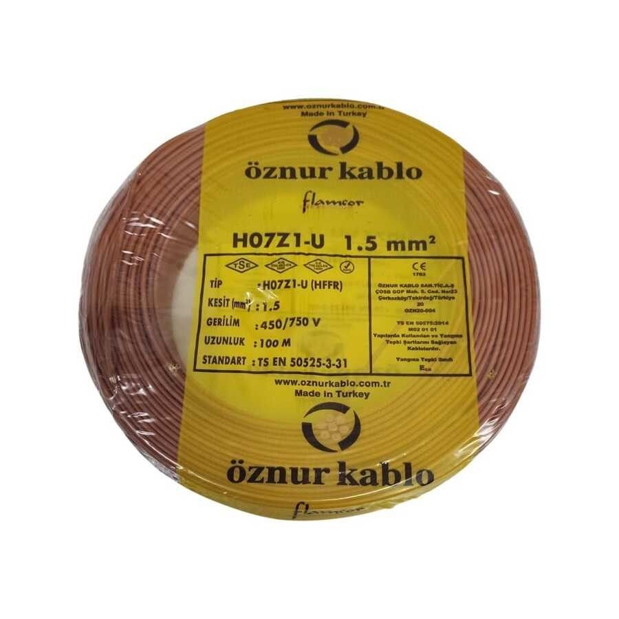 Öznur 1.5mm H07Z1-U NYA HFFR Kablo (Kahverengi)