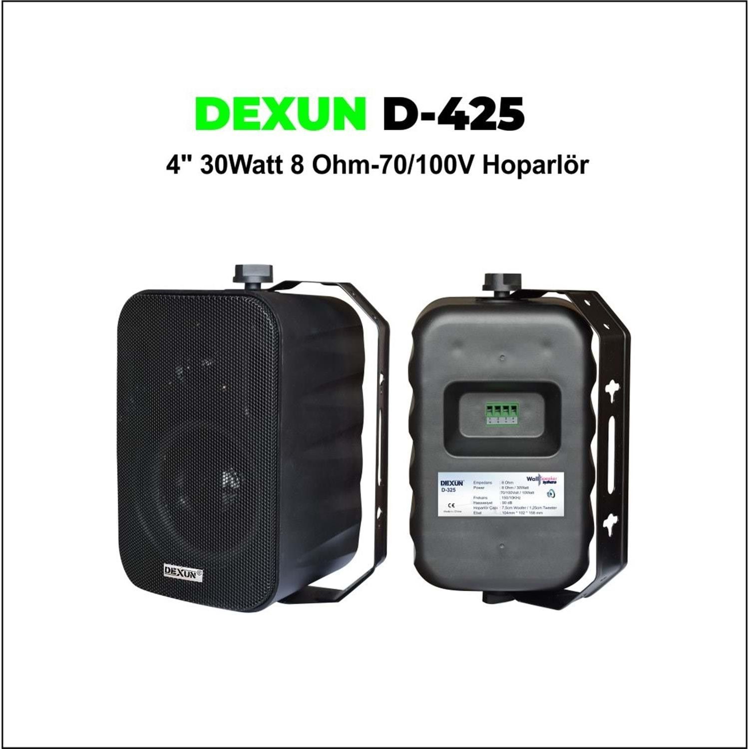 Dexun D-425 4' 30W Trafolu Siyah Duvar Hoparlörü