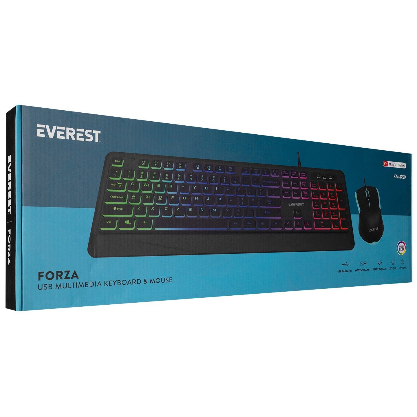 Everest KM-R59 Forza Usb Siyah Rainbow Klavye Mous #2