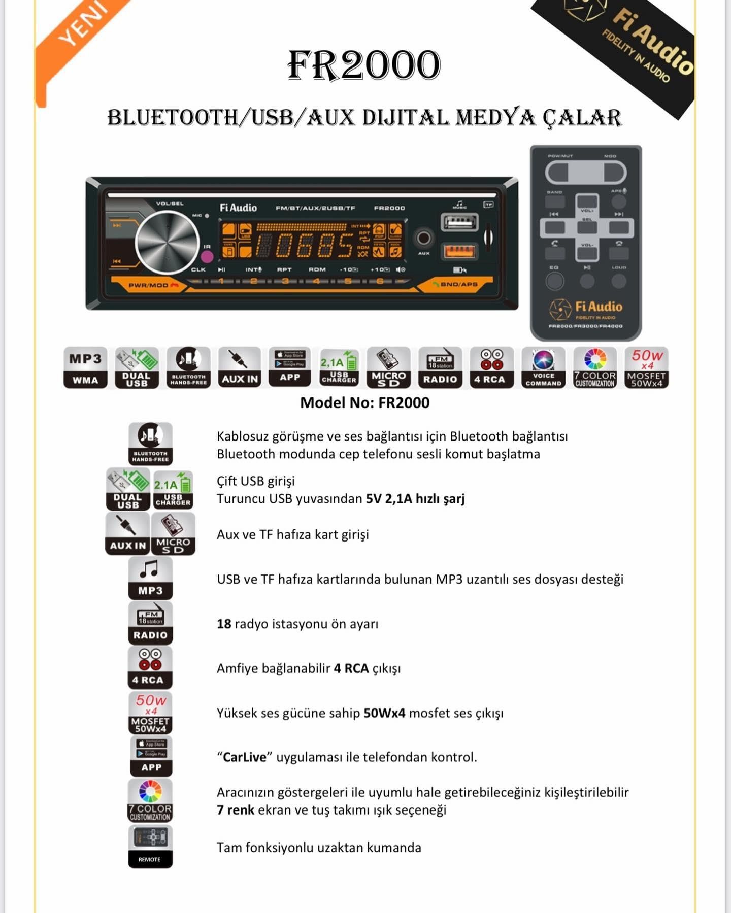 Fi Audio FR2000 FM/BT/AUX/2 USB/TF Oto Teyp #3