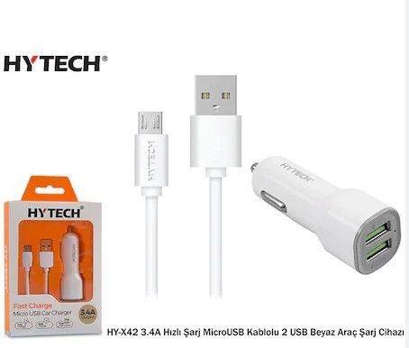 Hytech HY-X42 MicroUSB 3.4A Beyaz Araç Şarj Cihazı #2