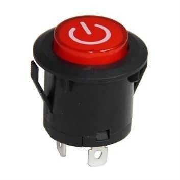 IC180E Işıksız Buton Yaylı 26mm Power Simgeli Kırm