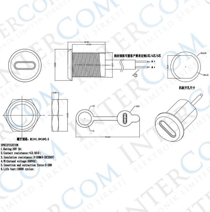 IC266T-1 Pano Tip TypeC Şase Dişi 2P Şarj #3