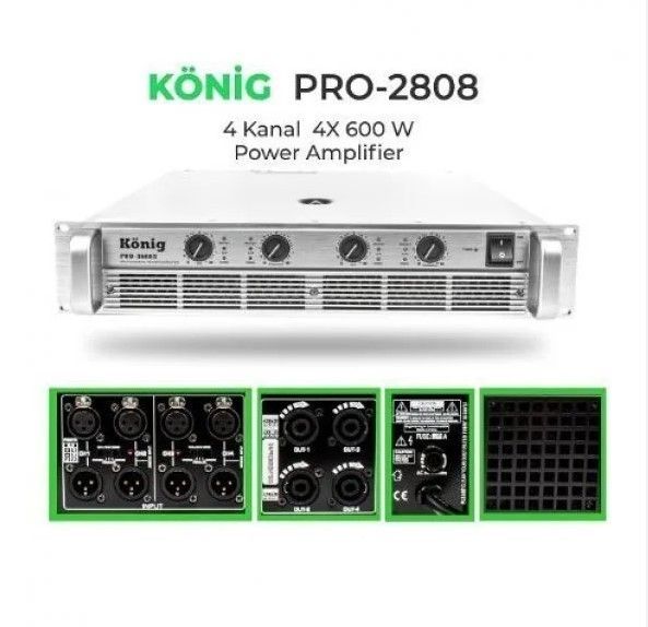 König Pro-2808,S 4 Kanal 4 Ohm 4x600W Power Anfi #2