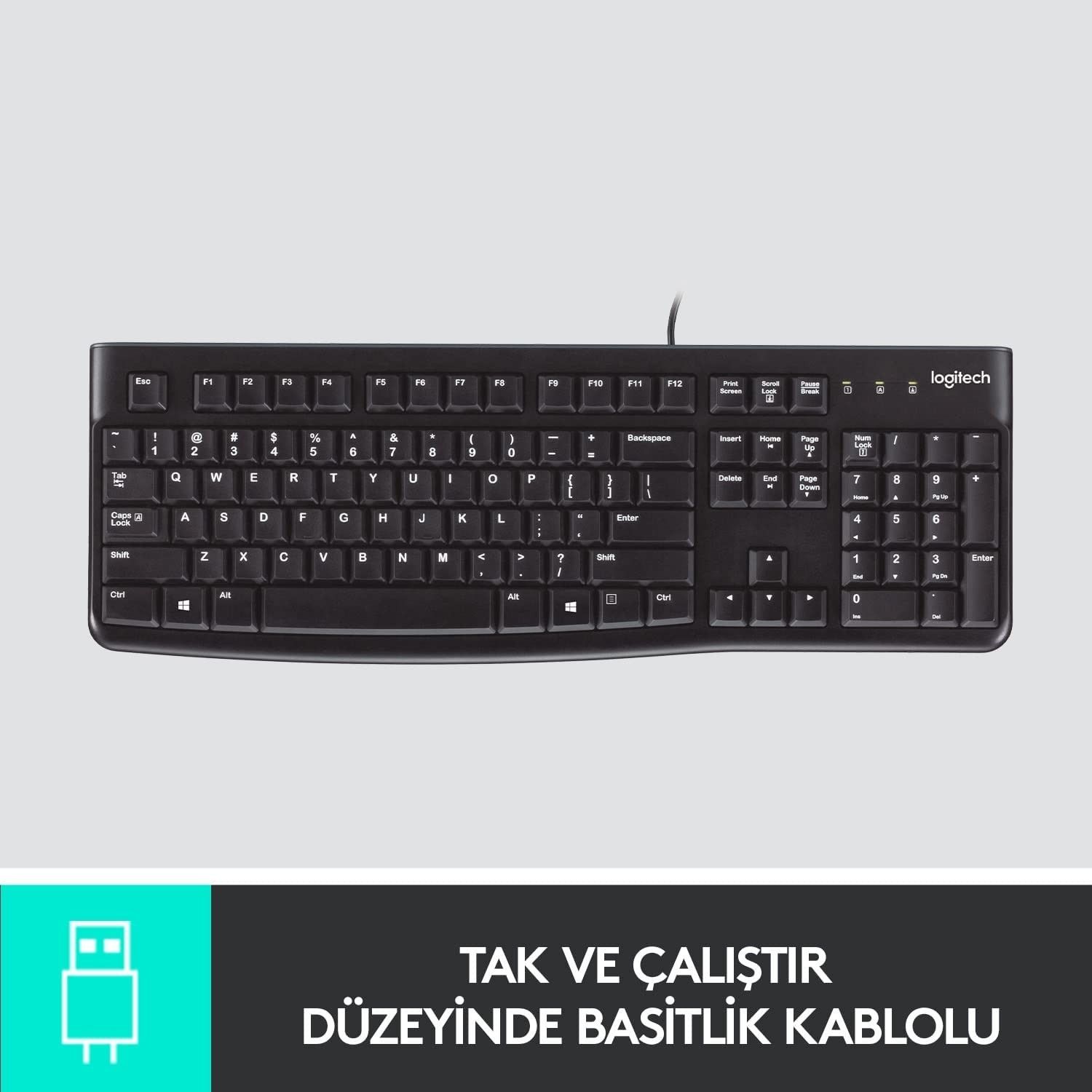 Logitech K120 Kablolu Siyah Klavye #3